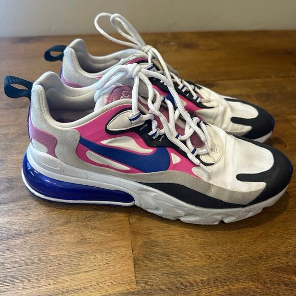 Nike Air Max 270 React Summit White Fuchsia Blue CI3899-100 Women's Size 8.5 - Picture 1 of 15